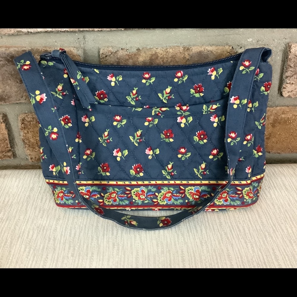QK Quilted Blue Floral Shoulder Bag